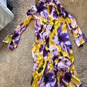 Vibrant Floral Long Sleeve Duster